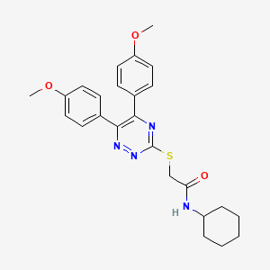 2-{[5,6-bis(4-methoxyphenyl)-1,2,4-triazin-3-yl]sulfanyl}-N-cyclohexylacetamide