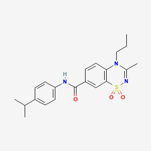 molecular formula C21H25N3O3S B11222927 N-(4-isopropylphenyl)-3-methyl-4-propyl-4H-1,2,4-benzothiadiazine-7-carboxamide 1,1-dioxide 