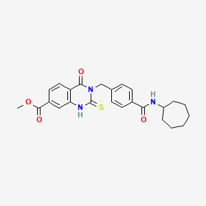 molecular formula C25H27N3O4S B11222934 methyl 3-[[4-(cycloheptylcarbamoyl)phenyl]methyl]-4-oxo-2-sulfanylidene-1H-quinazoline-7-carboxylate 