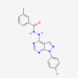 molecular formula C19H15ClN6O B11222946 N'-[1-(4-chlorophenyl)-1H-pyrazolo[3,4-d]pyrimidin-4-yl]-3-methylbenzohydrazide 