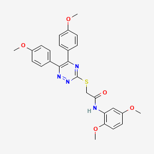 molecular formula C27H26N4O5S B11222952 2-{[5,6-bis(4-methoxyphenyl)-1,2,4-triazin-3-yl]sulfanyl}-N-(2,5-dimethoxyphenyl)acetamide 