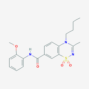 molecular formula C20H23N3O4S B11223017 4-butyl-N-(2-methoxyphenyl)-3-methyl-4H-1,2,4-benzothiadiazine-7-carboxamide 1,1-dioxide 