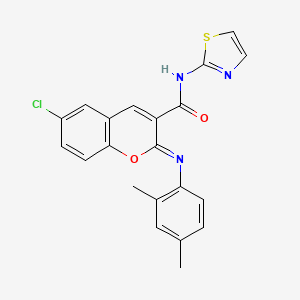 molecular formula C21H16ClN3O2S B11223019 (2Z)-6-chloro-2-[(2,4-dimethylphenyl)imino]-N-(1,3-thiazol-2-yl)-2H-chromene-3-carboxamide 