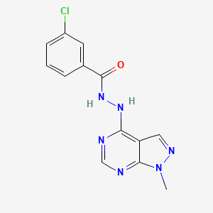 molecular formula C13H11ClN6O B11223022 3-chloro-N'-(1-methyl-1H-pyrazolo[3,4-d]pyrimidin-4-yl)benzohydrazide 