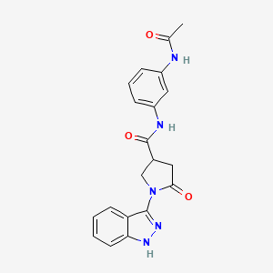 molecular formula C20H19N5O3 B11223106 N-(3-Acetamidophenyl)-1-(1H-indazol-3-YL)-5-oxopyrrolidine-3-carboxamide 