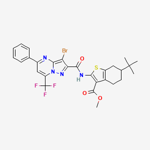 Methyl 2-({[3-bromo-5-phenyl-7-(trifluoromethyl)pyrazolo[1,5-a]pyrimidin-2-yl]carbonyl}amino)-6-tert-butyl-4,5,6,7-tetrahydro-1-benzothiophene-3-carboxylate