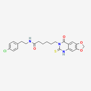 molecular formula C23H24ClN3O4S B11223146 N-[2-(4-chlorophenyl)ethyl]-6-(8-oxo-6-sulfanylidene-5H-[1,3]dioxolo[4,5-g]quinazolin-7-yl)hexanamide 