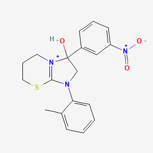 3-hydroxy-1-(2-methylphenyl)-3-(3-nitrophenyl)-2,3,6,7-tetrahydro-5H-imidazo[2,1-b][1,3]thiazin-1-ium