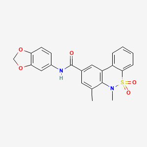 molecular formula C22H18N2O5S B11223205 N-(1,3-benzodioxol-5-yl)-6,7-dimethyl-6H-dibenzo[c,e][1,2]thiazine-9-carboxamide 5,5-dioxide 