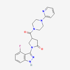 molecular formula C21H21FN6O2 B11223235 1-(4-Fluoro-1H-indazol-3-YL)-4-[4-(pyridin-2-YL)piperazine-1-carbonyl]pyrrolidin-2-one 