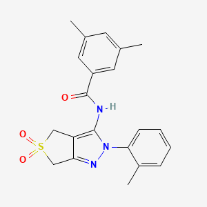 molecular formula C21H21N3O3S B11223251 N-(5,5-dioxido-2-(o-tolyl)-4,6-dihydro-2H-thieno[3,4-c]pyrazol-3-yl)-3,5-dimethylbenzamide 