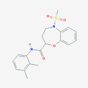 molecular formula C19H22N2O4S B11223275 N-(2,3-dimethylphenyl)-5-(methylsulfonyl)-2,3,4,5-tetrahydro-1,5-benzoxazepine-2-carboxamide 