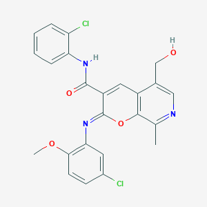 (2Z)-2-[(5-chloro-2-methoxyphenyl)imino]-N-(2-chlorophenyl)-5-(hydroxymethyl)-8-methyl-2H-pyrano[2,3-c]pyridine-3-carboxamide