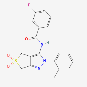 3-fluoro-N-[2-(2-methylphenyl)-5,5-dioxido-2,6-dihydro-4H-thieno[3,4-c]pyrazol-3-yl]benzamide