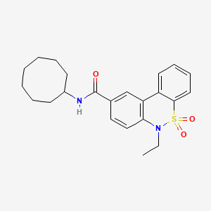 molecular formula C23H28N2O3S B11223416 N-cyclooctyl-6-ethyl-6H-dibenzo[c,e][1,2]thiazine-9-carboxamide 5,5-dioxide 