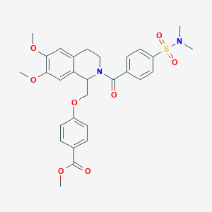 molecular formula C29H32N2O8S B11223417 methyl 4-((2-(4-(N,N-dimethylsulfamoyl)benzoyl)-6,7-dimethoxy-1,2,3,4-tetrahydroisoquinolin-1-yl)methoxy)benzoate 