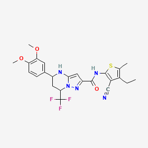 N-(3-cyano-4-ethyl-5-methylthiophen-2-yl)-5-(3,4-dimethoxyphenyl)-7-(trifluoromethyl)-4,5,6,7-tetrahydropyrazolo[1,5-a]pyrimidine-2-carboxamide