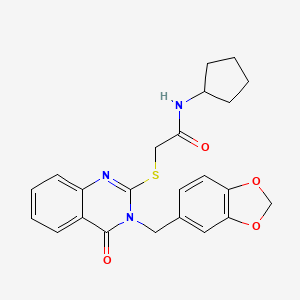 2-{[3-(1,3-benzodioxol-5-ylmethyl)-4-oxo-3,4-dihydroquinazolin-2-yl]sulfanyl}-N-cyclopentylacetamide