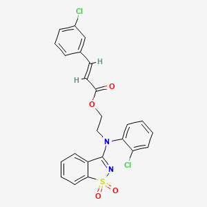 molecular formula C24H18Cl2N2O4S B11223502 2-[(2-chlorophenyl)(1,1-dioxido-1,2-benzothiazol-3-yl)amino]ethyl (2E)-3-(3-chlorophenyl)prop-2-enoate 