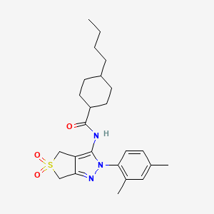 4-butyl-N-(2-(2,4-dimethylphenyl)-5,5-dioxido-4,6-dihydro-2H-thieno[3,4-c]pyrazol-3-yl)cyclohexanecarboxamide