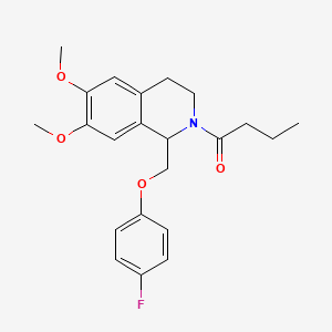 1-(1-((4-fluorophenoxy)methyl)-6,7-dimethoxy-3,4-dihydroisoquinolin-2(1H)-yl)butan-1-one