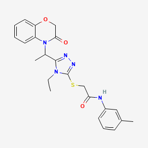 molecular formula C23H25N5O3S B11223544 2-({4-ethyl-5-[1-(3-oxo-2,3-dihydro-4H-1,4-benzoxazin-4-yl)ethyl]-4H-1,2,4-triazol-3-yl}sulfanyl)-N-(3-methylphenyl)acetamide 