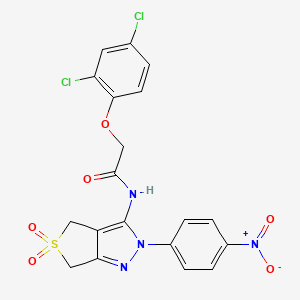 2-(2,4-dichlorophenoxy)-N-(2-(4-nitrophenyl)-5,5-dioxido-4,6-dihydro-2H-thieno[3,4-c]pyrazol-3-yl)acetamide