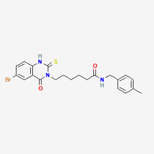 6-(6-bromo-4-oxo-2-sulfanylidene-1H-quinazolin-3-yl)-N-[(4-methylphenyl)methyl]hexanamide