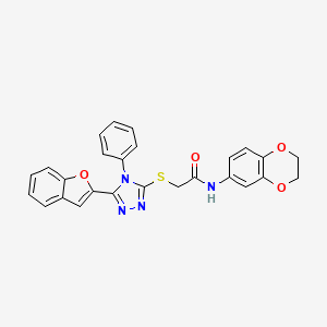 2-{[5-(1-benzofuran-2-yl)-4-phenyl-4H-1,2,4-triazol-3-yl]sulfanyl}-N-(2,3-dihydro-1,4-benzodioxin-6-yl)acetamide