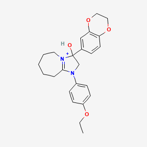 molecular formula C24H29N2O4+ B11223630 3-(2,3-dihydro-1,4-benzodioxin-6-yl)-1-(4-ethoxyphenyl)-3-hydroxy-2,5,6,7,8,9-hexahydro-3H-imidazo[1,2-a]azepin-1-ium 