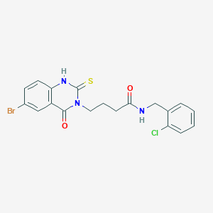 molecular formula C19H17BrClN3O2S B11223633 4-(6-bromo-4-oxo-2-sulfanylidene-1H-quinazolin-3-yl)-N-[(2-chlorophenyl)methyl]butanamide 