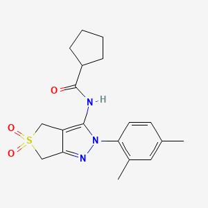 molecular formula C19H23N3O3S B11223650 N-(2-(2,4-dimethylphenyl)-5,5-dioxido-4,6-dihydro-2H-thieno[3,4-c]pyrazol-3-yl)cyclopentanecarboxamide 