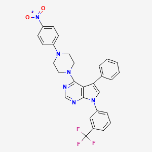 molecular formula C29H23F3N6O2 B11223690 4-[4-(4-nitrophenyl)piperazin-1-yl]-5-phenyl-7-[3-(trifluoromethyl)phenyl]-7H-pyrrolo[2,3-d]pyrimidine 