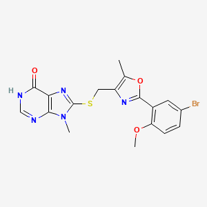 8-({[2-(5-bromo-2-methoxyphenyl)-5-methyl-1,3-oxazol-4-yl]methyl}sulfanyl)-9-methyl-1,9-dihydro-6H-purin-6-one