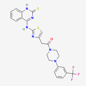 molecular formula C24H21F3N6OS2 B11223743 2-[2-[(2-sulfanylidene-1H-quinazolin-4-yl)amino]-1,3-thiazol-4-yl]-1-[4-[3-(trifluoromethyl)phenyl]piperazin-1-yl]ethanone 