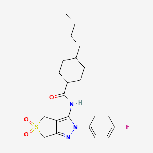 4-butyl-N-(2-(4-fluorophenyl)-5,5-dioxido-4,6-dihydro-2H-thieno[3,4-c]pyrazol-3-yl)cyclohexanecarboxamide