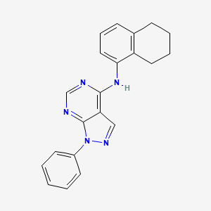 molecular formula C21H19N5 B11223783 1-phenyl-N-(5,6,7,8-tetrahydronaphthalen-1-yl)-1H-pyrazolo[3,4-d]pyrimidin-4-amine 