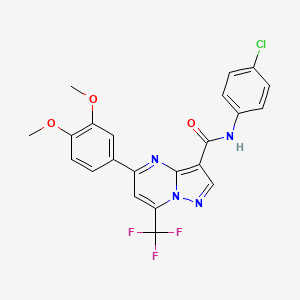 molecular formula C22H16ClF3N4O3 B11223787 N-(4-chlorophenyl)-5-(3,4-dimethoxyphenyl)-7-(trifluoromethyl)pyrazolo[1,5-a]pyrimidine-3-carboxamide 