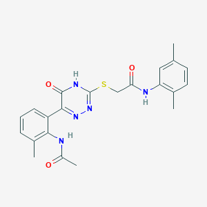 2-({6-[2-(acetylamino)-3-methylphenyl]-5-oxo-2,5-dihydro-1,2,4-triazin-3-yl}sulfanyl)-N-(2,5-dimethylphenyl)acetamide