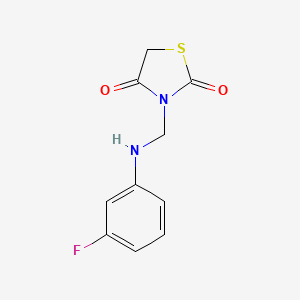 molecular formula C10H9FN2O2S B11223857 3-{[(3-Fluorophenyl)amino]methyl}-1,3-thiazolidine-2,4-dione 