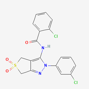 2-chloro-N-(2-(3-chlorophenyl)-5,5-dioxido-4,6-dihydro-2H-thieno[3,4-c]pyrazol-3-yl)benzamide