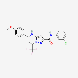 molecular formula C22H20ClF3N4O2 B11223948 N-(3-chloro-4-methylphenyl)-5-(4-methoxyphenyl)-7-(trifluoromethyl)-4,5,6,7-tetrahydropyrazolo[1,5-a]pyrimidine-2-carboxamide 