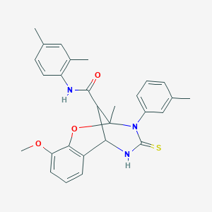 N-(2,4-dimethylphenyl)-10-methoxy-2-methyl-3-(3-methylphenyl)-4-thioxo-3,4,5,6-tetrahydro-2H-2,6-methano-1,3,5-benzoxadiazocine-11-carboxamide