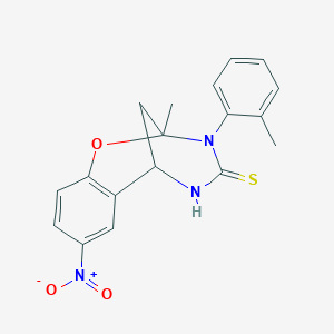 2-methyl-3-(2-methylphenyl)-8-nitro-2,3,5,6-tetrahydro-4H-2,6-methano-1,3,5-benzoxadiazocine-4-thione