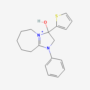 3-hydroxy-1-phenyl-3-(thiophen-2-yl)-2,5,6,7,8,9-hexahydro-3H-imidazo[1,2-a]azepin-1-ium