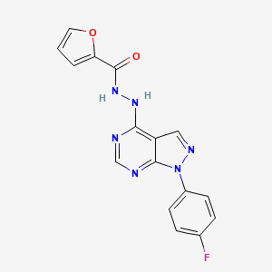 molecular formula C16H11FN6O2 B11224032 N'-[1-(4-fluorophenyl)-1H-pyrazolo[3,4-d]pyrimidin-4-yl]furan-2-carbohydrazide 