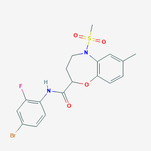 N-(4-bromo-2-fluorophenyl)-7-methyl-5-(methylsulfonyl)-2,3,4,5-tetrahydro-1,5-benzoxazepine-2-carboxamide