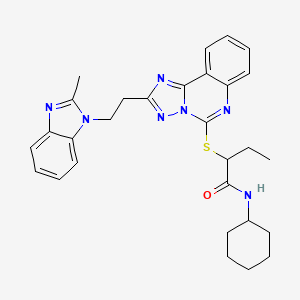 N-cyclohexyl-2-({2-[2-(2-methyl-1H-1,3-benzodiazol-1-yl)ethyl]-[1,2,4]triazolo[1,5-c]quinazolin-5-yl}sulfanyl)butanamide