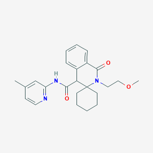 molecular formula C24H29N3O3 B11224065 2'-(2-methoxyethyl)-N-(4-methylpyridin-2-yl)-1'-oxo-1',4'-dihydro-2'H-spiro[cyclohexane-1,3'-isoquinoline]-4'-carboxamide 