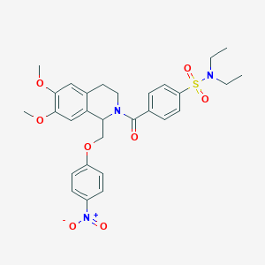 4-(6,7-dimethoxy-1-((4-nitrophenoxy)methyl)-1,2,3,4-tetrahydroisoquinoline-2-carbonyl)-N,N-diethylbenzenesulfonamide